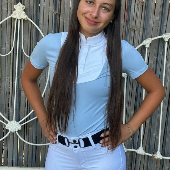baby blue short sleeve equestrian show shirts - Picture 6 of 14